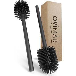 Набір для чищення посуду Lindoya: 2 ручки та 2 насадки | Чорний | Нержавіюча сталь | Силіконова щітка | Ø 7,5-8,5 см