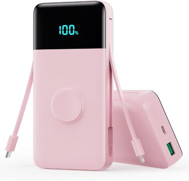 Power Bank Trswyop 26800mAh з зарядкою для Apple Watch, 25W PD+QC4.0, 5 виходів, USB-C, рожевий