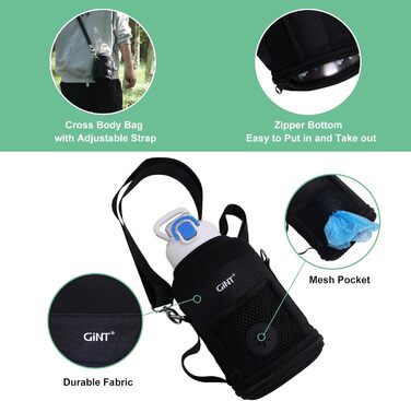 GiNT Ізольована пляшка для води з нержавіючої сталі для собак та людей, багатофункціональний дорожній диспенсер з знімними мисками та сумкою, водонепроникна годівниця для тварин для прогулянок, походів, кемпінгу, авто, білий/розкішний сад