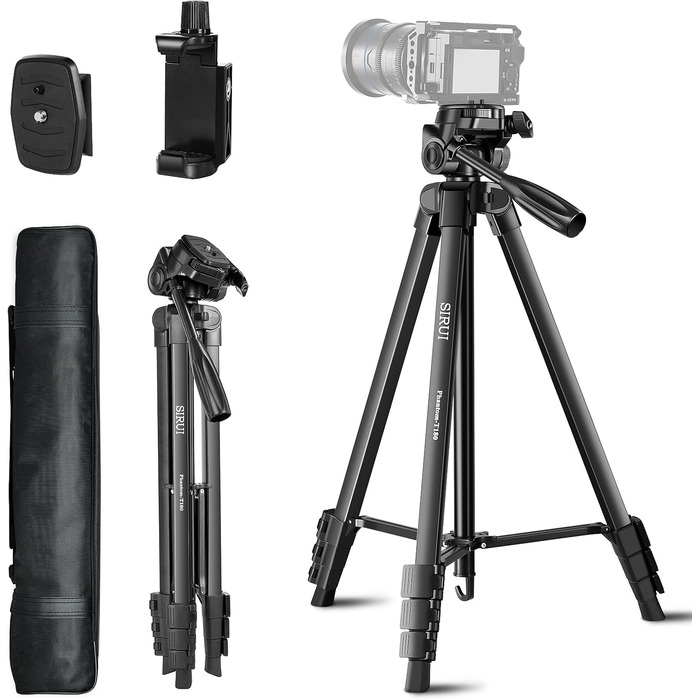 Штатив для камери SIRUI 180 см, алюмінієвий трипод з кріпленням для телефону, фото- та відеозйомки