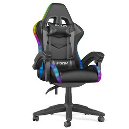 Ігровий стілець Racingreat RGB з підсвічуванням, підголівником та підтримкою попереку, регульований кут нахилу, для дітей та дорослих, чорний