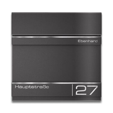 Поштова скринька Metzler Anthrazit RAL 7016 з газетницею та номерним знаком - персоналізована лазерним гравіюванням | Сучасна водонепроникна та стійка до іржі поштова скринька Hermann (Db703)