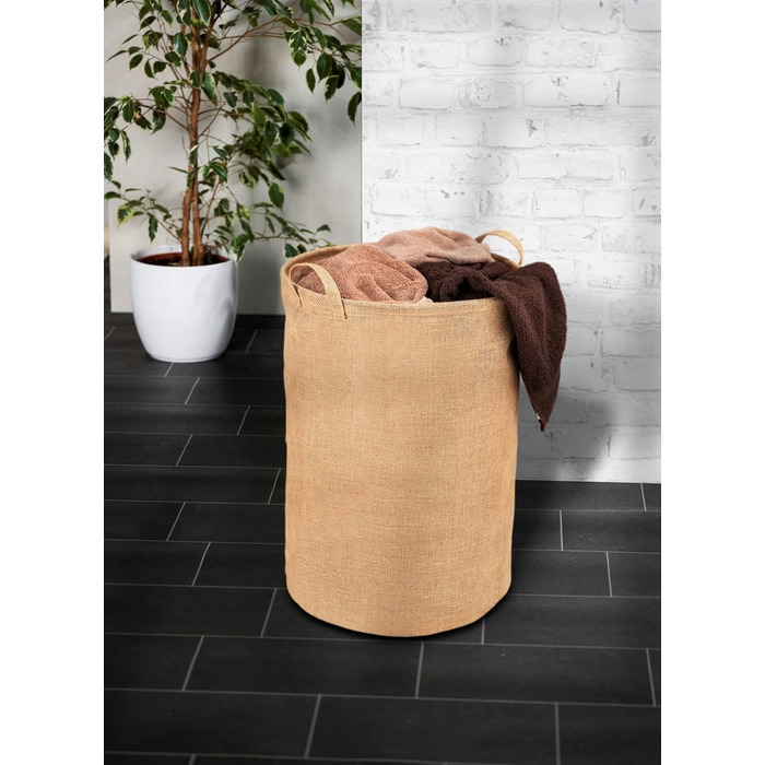 Кошик для прання JUTA 79л круглий, коричневий, з ручками 38x55