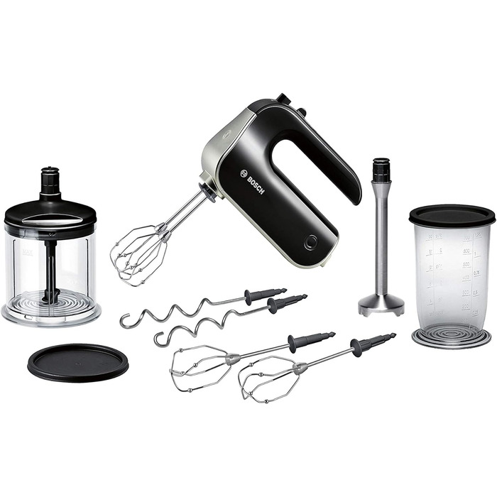 Bosch Home Appliances MFQ4885DE 2 Beaters, 2 Stainless Steel Dough Hooks, Black, 575 W Black / Chrome