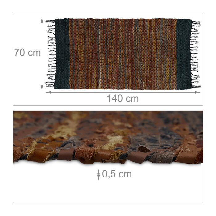 Relaxdays Leather and Cotton Patchwork Rug