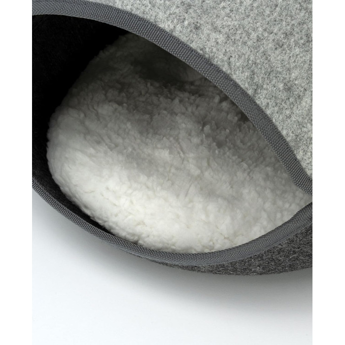 Lionto Cat Cave made of durable felt, cozy cuddle cave with zipper, 46x38x24 cm, comfortable and modern cat bed with soft and washable cushion, grey