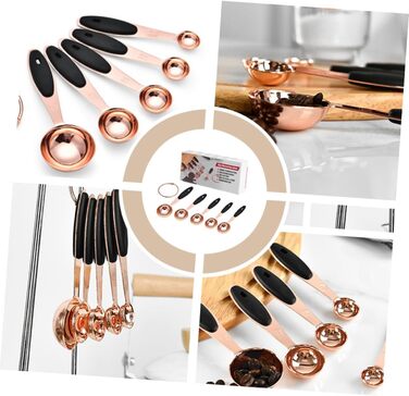 Cieeo Measuring Spoon Set in Rose Gold Kitchen/Baking Utensils Stainless Steel Spoons for Dry and Liquid Ingredients, Home Use, Spoons with Engraved Handle, Stackable Storage
