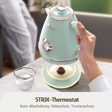 Електричний чайник Hazel Quinn Retro з термометром, з нержавіючої сталі, без пластику, 1.7 л, 2200 Вт, автоматичне відключення, вінтажний дизайн (М'ятно-зелений)