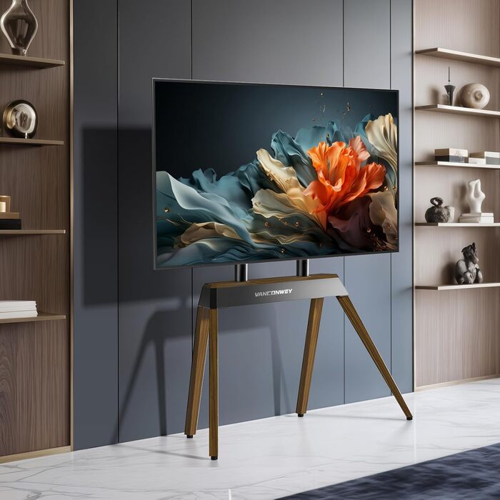 Підставка для телевізора Vanconwey Boden TV Ständer для LED/LCD екранів 40-86 дюймів, дерев'яно-металева, до 110lbs, VESA 600x400mm, горіх (VC-Z1818)