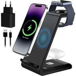 3-в-1 Бездротова зарядка Induktive для iPhone, Apple Watch та AirPods Pro
