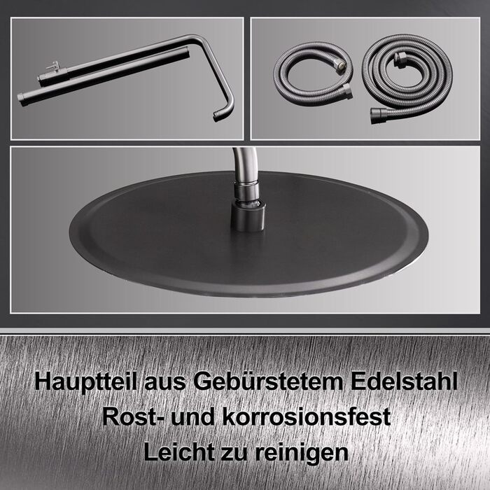 Gorbach Rain Shower System with Shelf Shower Set without Shower Faucet (20x20cm) (TD25GM, Gunmetal Grey)