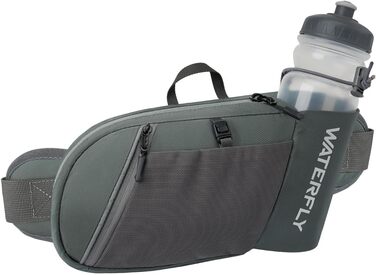 WATERFLY Поясна сумка на пояс для чоловіків та жінок з тримачем для пляшки: спортивна, стильна, для бігу, прогулянок, з собакою, подорожей, велосипеда (сіра)