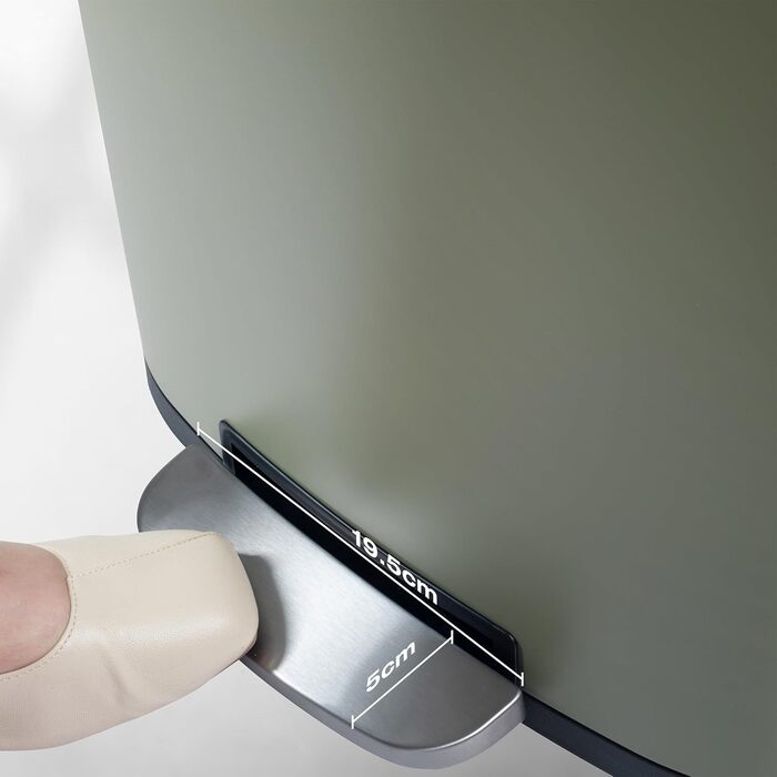 Сталевий відро для сміття з педальним механізмом, 50 літрів, з внутрішнім відром з пластику, м'яке закриття, зелений колір, для кухні, ванної кімнати або офісу