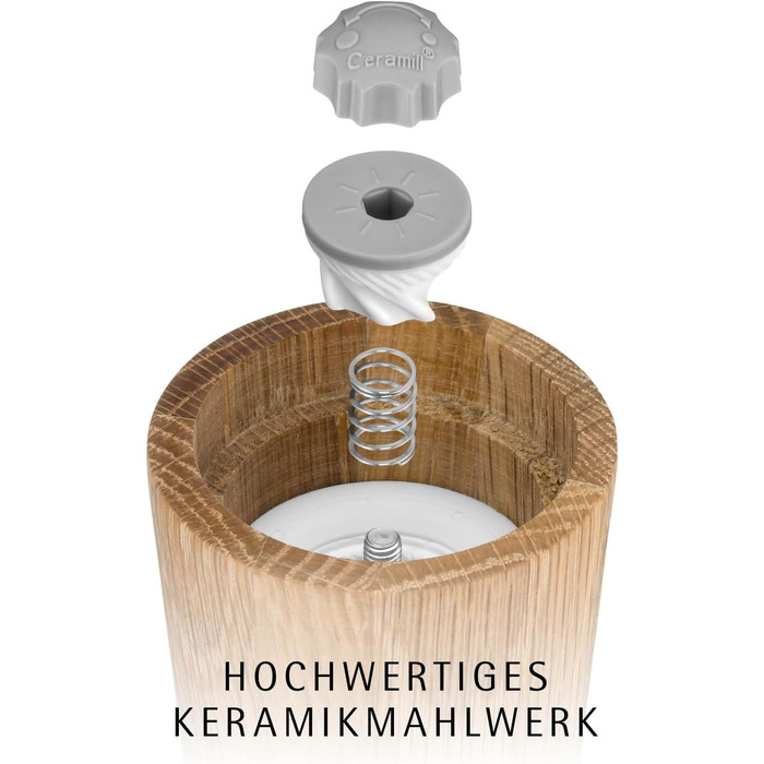 Набір для солі та перцю WMF Ceramill Nature (2 шт.), дерев'яна, без наповнювача, для солі, перцю, чилі, керамічний жорно, млин для спецій