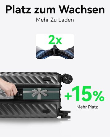 LUGGEX Carry-on Suitcase Hard Shell with Wheels - Expandable to 38L - Robust Polycarbonate for Stress-Free Travel (Black, 55*35*23CM)