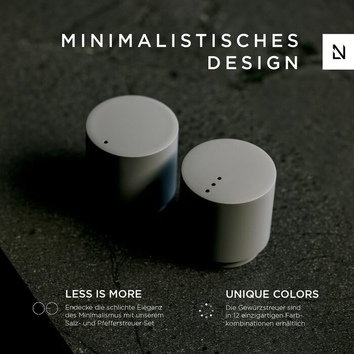 LARS NYSØM Salt and Pepper Shaker Set | Stainless Steel Salt Shaker, Minimalist Design Spice Shaker, Easy to Refill (Taupe Brown)