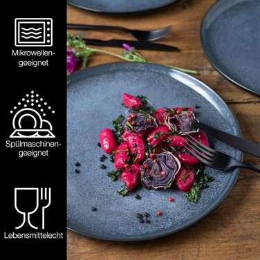 Moritz & Moritz VIDA Dinnerware Set for 12 People Blue 36-Piece - Modern Porcelain Dinnerware Set - Scratch, Microwave & Dishwasher Safe, Dining Service, Table Service, Combination Service for 12 People