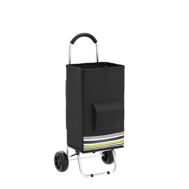 Складаний візок для покупок 75 л з нержавіючою рамою та водонепроникною сумкою (чорний)