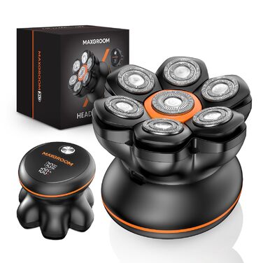Електрична бритва для голови MAXGROOM 7D: водонепроникна, магнітна, з Type-C зарядкою, чорна