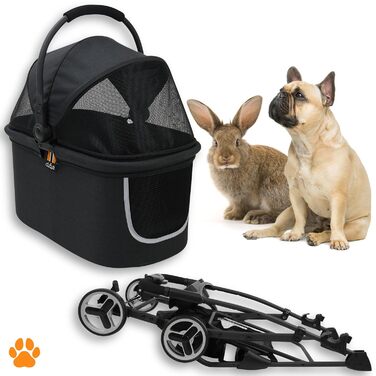 Візок-переноска для собак 2-в-1 CECE | Складана переноска з кошиком для покупок | Візок та переноска для собак - Чорний Меланж