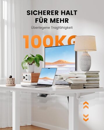 Електричний стіл ErGear 140x80 см, 100 кг, безщітковий двигун, тиха робота, міцний металевий каркас, чотирисекційна стільниця