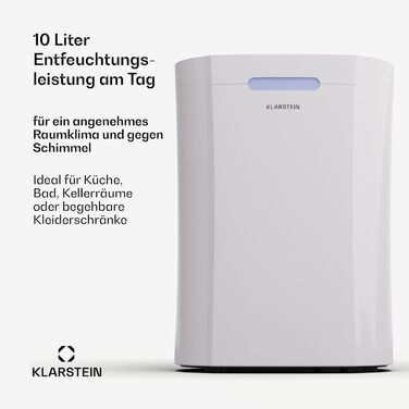 Klarstein AeroDry Smart 12l: Електричний осушувач повітря з WiFi, LED дисплеєм та фільтром вугілля (12л/день, 18м²)