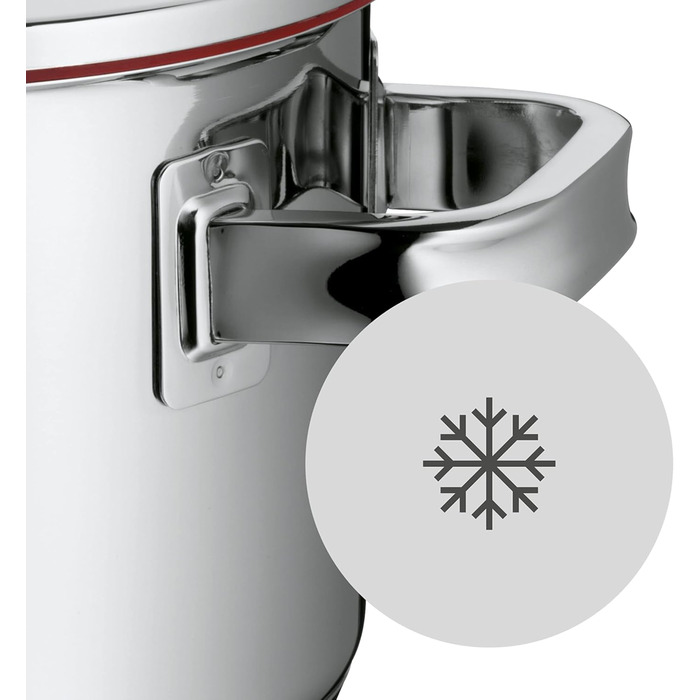 Каструля WMF Function 16 см з ручкою, без кришки, 1,4 л, з нержавіючої сталі Cromargan, 4 функції зливу, внутрішня шкала, червона, для індукційних плит