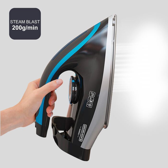 Праска-парогенератор BLACK+DECKER BXSS2401E, 2400 Вт, 200 г/хв, 1,5 л, регулювання температури, ECO-режим