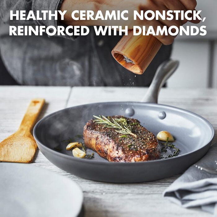 GreenPan Lima сковорода з антипригарним покриттям Keramik, 28 см, сіра, без PFOA та PFAS, для плити та духовки