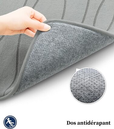 Килимок для ванної кімнати chakme з ефектом пам'яті, антиковзаючий та вбираючий м'який килим у ванну, що переється (60x150 см, сірий)