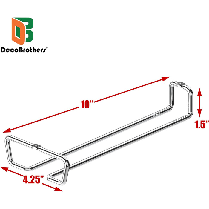 Підставка для винних келихів на ніжці DecoBros, хром, 2 шт. - Single Rail Wine Glass Rack