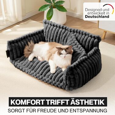 Новоклас® Диван для домашніх тварин Chaffar: ліжко для котів та собак | Ортопедичний диван для тварин | Сучасний стиль, матеріал Cord, розмір M (80 см)