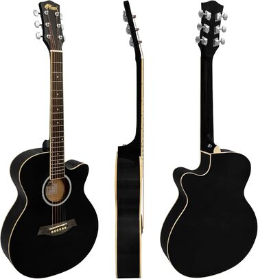 Акустична гітара TIGER ACG1-BK з металевими струнами, чорна, з повною верхньою часткою, для початківців