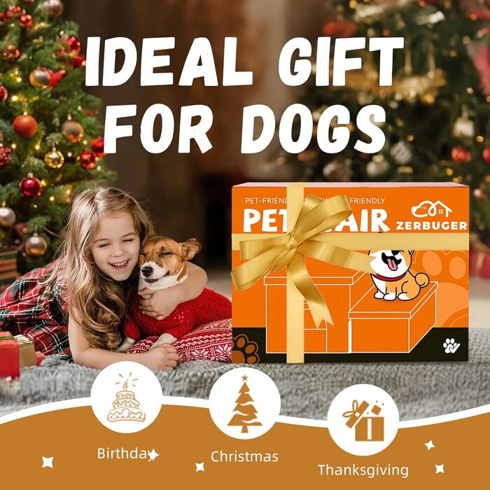 Сходинки для собак та котів 2-ступінчасті, 38.1 см, розкладні, стабільні, для маленьких, середніх та великих порід, бежеві