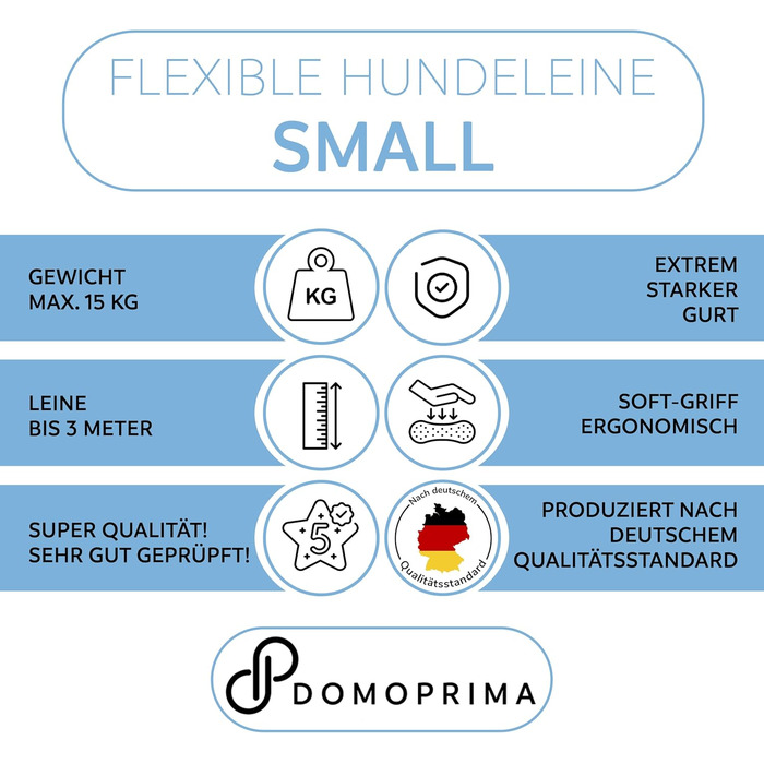 Рулетка для собак DOMOPRIMA (S, M, L) - 4 кольори, з відбивачем. Міцна та безпечна повідкова рулетка для вашого улюбленця.