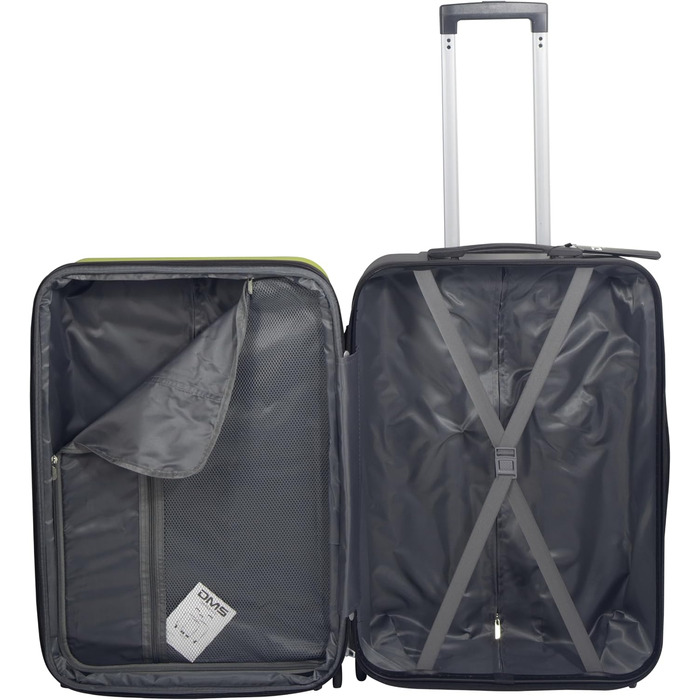 Набір валіз DMS® 7-елементів: 3 валізи (M/L/XL) з ABS-пластику, 360° колеса, кодовий замок + 4 чохли для одягу. Легкий, міцний, розширюваний, для подорожей та бізнесу (світло-зелений)