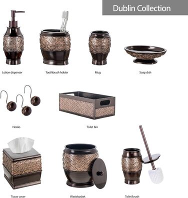 Набір аксесуарів для ванної кімнати Creative Scents – 6 предметів: дозатор для мила, мильниця, попільничка, тримач для зубних щіток, кришка для серветок