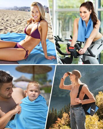 Набір рушників з мікрофібри GZXYA (180x60 см + 2шт 80x40 см), Швидковисихаючі, для спорту та басейну, Колір: Морська хвиля