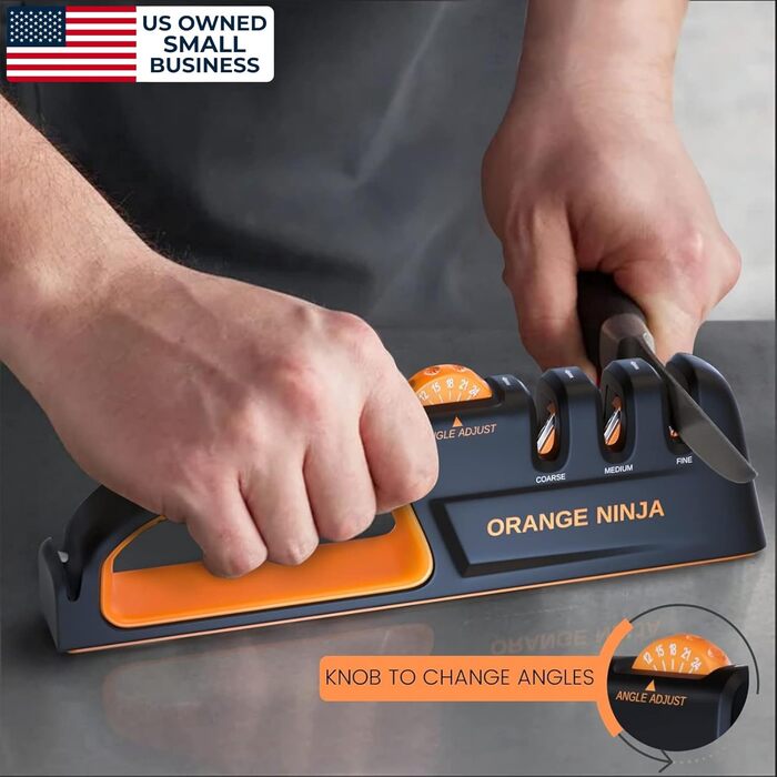Точилка для ножів Sharp Pebble Orange Ninja, 5 кутів заточування, преміум-якість, для кухонних та кишенькових ножів