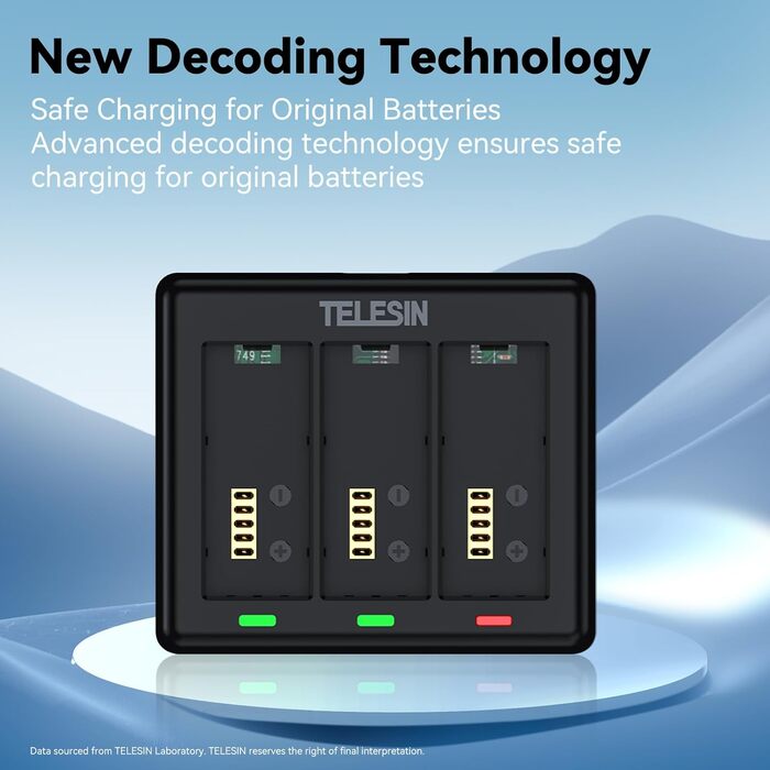 Зарядний пристрій та акумуляторна станція Telesin для GoPro Hero 13 Black з 3 каналами