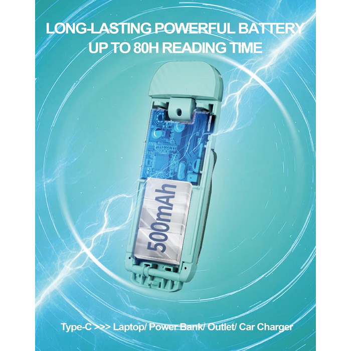 LED-ліхтарик для читання Wiederaufladbares Buchlicht: ультралегкий, з 3 кольорами та 5 рівнями яскравості, диммер, модний, портативний, для книголюбів (Синій)