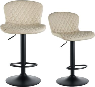 JaHECOME Faux Leather Bar Stools Set - Adjustable Height, 360° Swivel, Padded Seat for Bar, Kitchen, Bistro, Counter, Dining Room & Cafe (2, PU Beige)