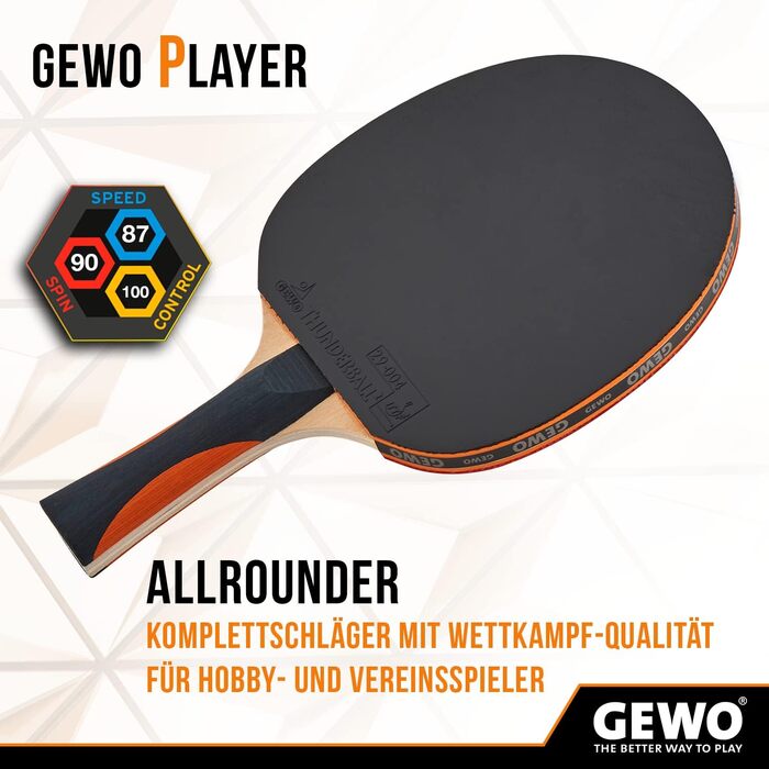 Турнічний стіл для настільного тенісу GEWO Player - схвалений ITTF, високий контроль та максимальна обертання, професійний, 2мм покриття