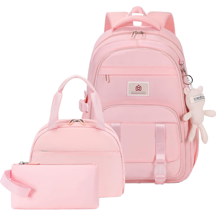 Стильний рюкзак для підлітка, дівчини, студентки: великий, 39.6 см (15.6 дюймів), антикрадійний, рожевий (L)