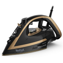 Tefal FV8064 Puregliss Steam Iron | 3000 Watts | 280 g/min Steam Boost | 0-50 g/min Variable Steam | Vertical Steam | Durilium AirGlide Autoclean Soleplate | Micro-Calc Filter | Black/Gold Black / Gold