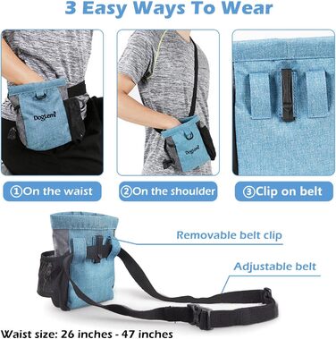Футляр для ласощів для собак Leckerlibeutel з магнітною застібкою, регульованим шнурком та відділенням для відходів, водонепроникний, для тренувань та виховання (Блакитний)