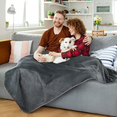 Водонепроникний плед Pick for Life: двосторонній фланцевий плед для собак, подорожей, дому, авто. 102x152 см, сірий/сірий