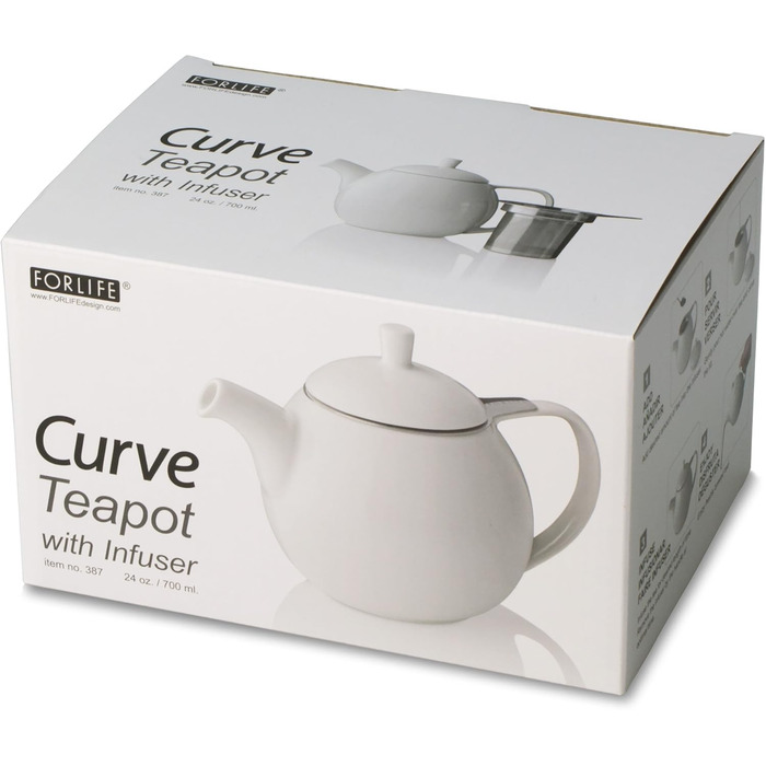 FORLIFE Curve Teapot with Infuser, 625 ml 24-Ounce / 710 ml lime