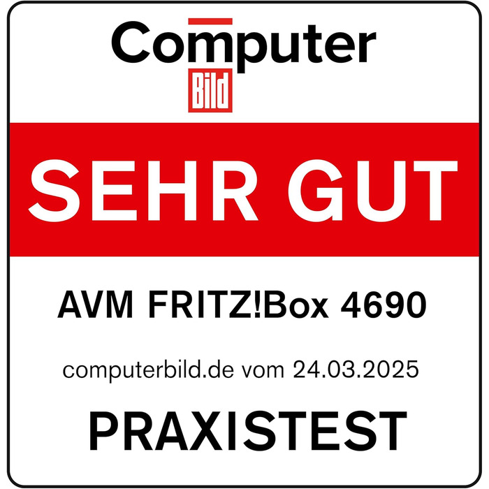 Fritz!Box 4690: Wi-Fi 7 Mesh Роутер для кабелю, DSL або оптики, до 6960 Мбіт/с, 1x 10G WAN, 3x 2.5G LAN