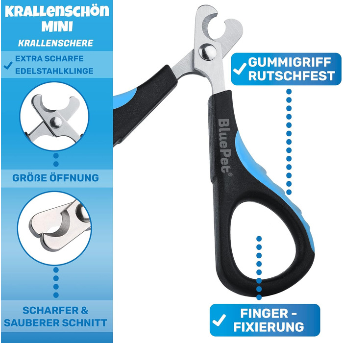 Ножиці для стрижки кігтів BluePet Mini для котів, собак, кроликів та цуценят. Безпечні та зручні для стрижки кігтів котів. Маленький інструмент для догляду за кігтями тварин XS, синього кольору
